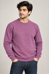 BURTON MENSWEAR Men Mauve Purple Dotted Knit Crew Neck Jumper