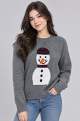 Burton Menswear women Grey Snowman Christmas Knit Jumper