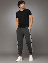 By Very Mens Charcoal Grey Joggers with Star Side Panels