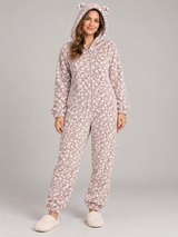 By Very Women Leopard Print Hooded Fleece Onesie