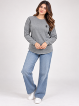 CAESARS CODE Women's Grey Ribbed Shoulder Sweatshirt