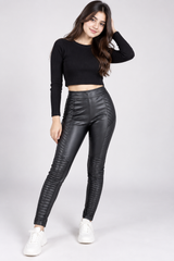 Cameo Rose Girl Black Faux Leather Biker Leggings