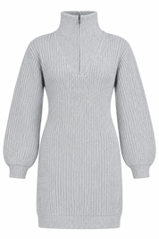 CANDY COUTURE girls grey ribbed knitted jumper dress in UK size 11 years. Cosy high neck, zip detail and long sleeves for stylish winter wear.