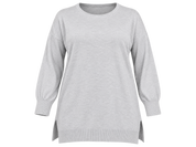 CAPSULE Women’s Grey Longline Knit Jumper in UK Size XXL. A comfortable plus-size style featuring long sleeves, round neck and a relaxed fit.
