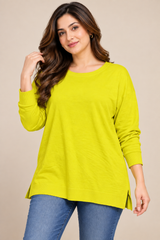 Capsule Women Lime Green Long Sleeve Relaxed Fit Top
