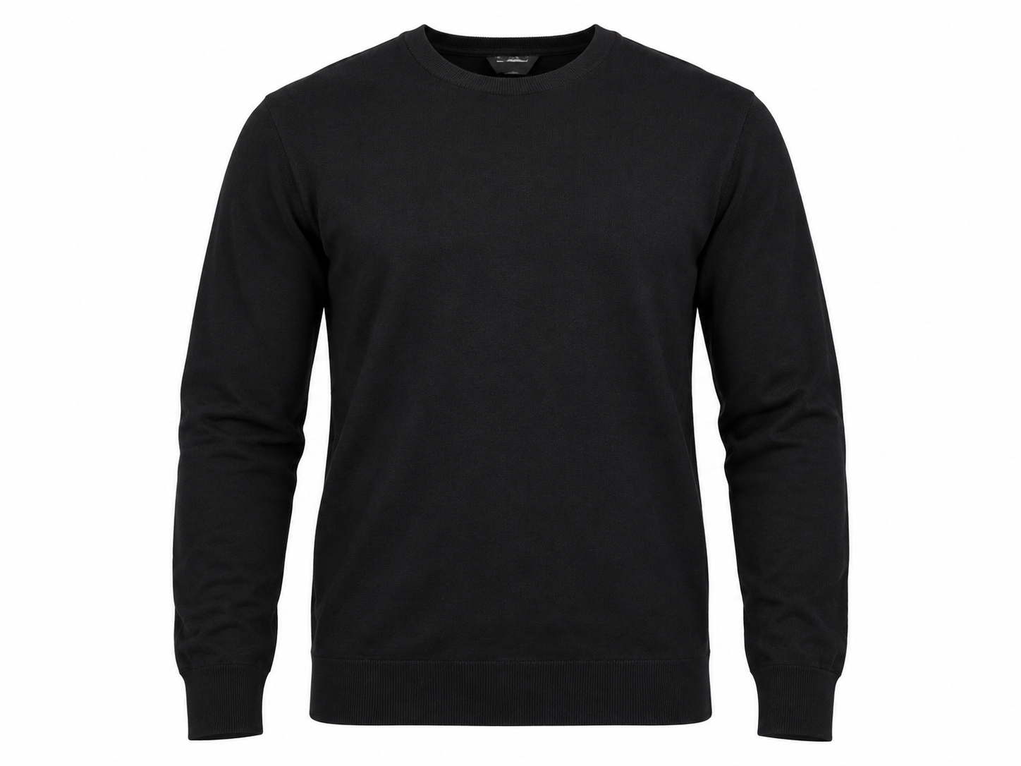 CEDAR WOOD STATE men’s black crew neck jumper in UK Size M. Classic long-sleeve sweater with ribbed cuffs and hem, ideal for everyday wear.