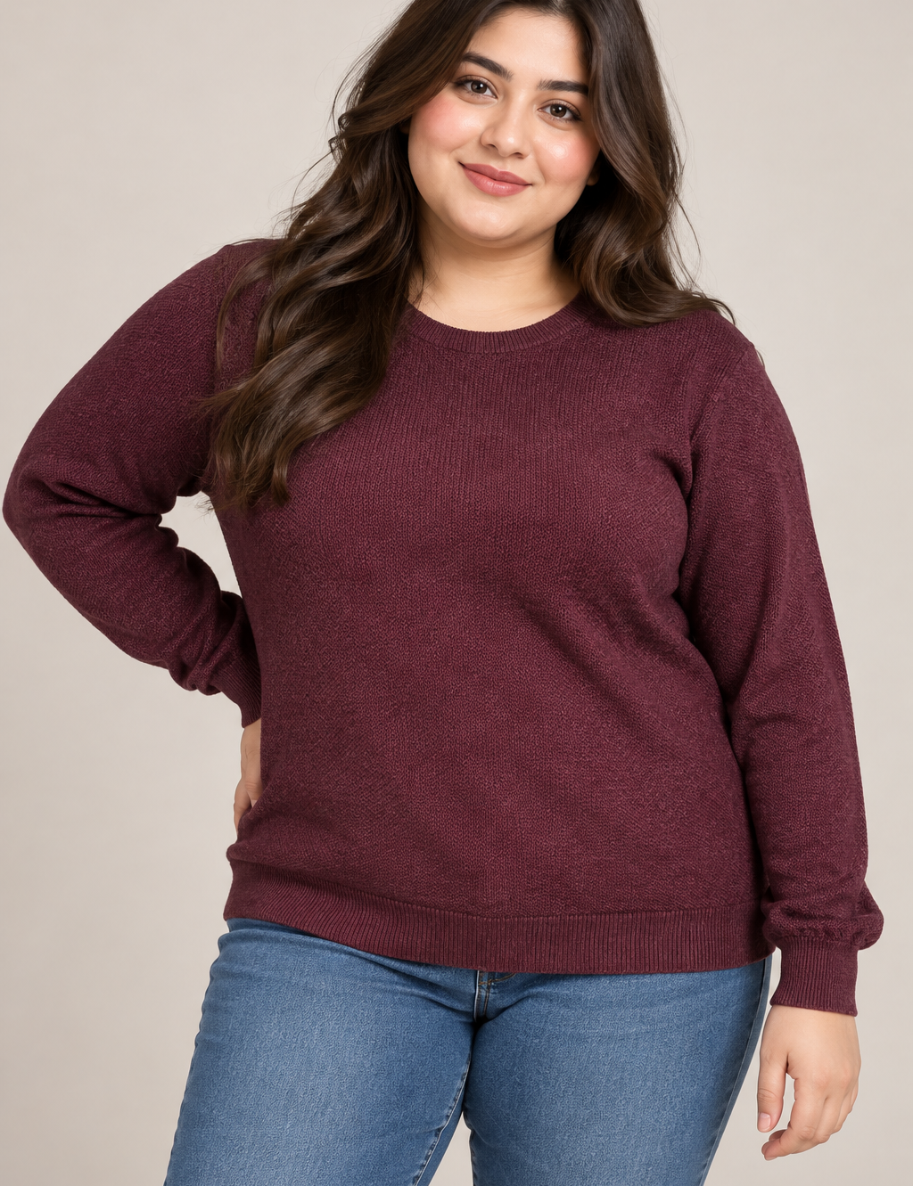Cedar Wood State men’s burgundy crew neck knit jumper in UK Size XL. Classic long-sleeve design, ideal for casual and smart everyday wear.