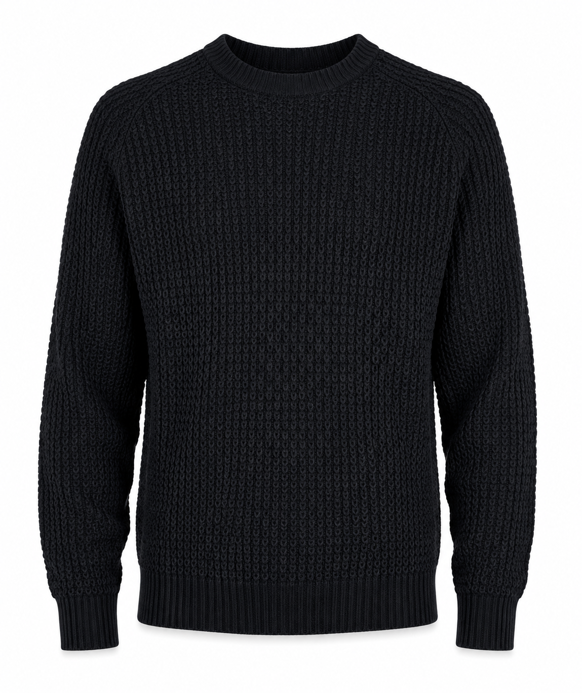  Cedarwood State boys’ black textured knit crew neck sweater in UK Size S. Stylish long-sleeve jumper with ribbed cuffs and hem, ideal for casual everyday wear.