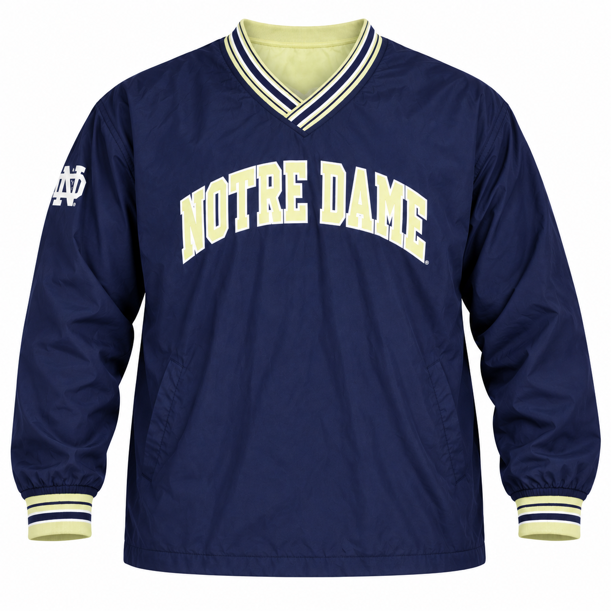  Champion Men’s Notre Dame navy pullover windbreaker in UK Size XXL. Classic varsity styling, bold collegiate design and comfortable relaxed fit.