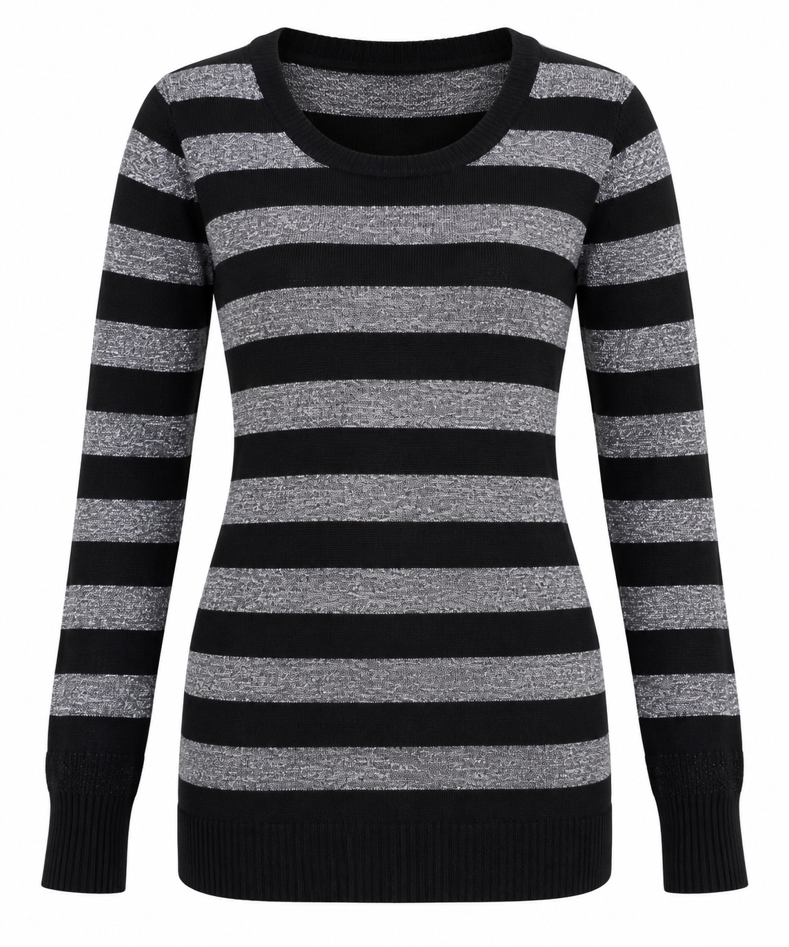 Cherokee girls black & grey striped knit jumper in UK size 13–14 years. Stylish long-sleeve sweater ideal for casual wear and layering.