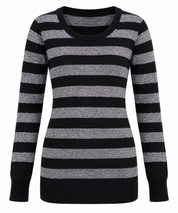  Cherokee girls black & grey striped knit jumper in UK size 13–14 years. Stylish long-sleeve sweater ideal for casual wear and layering.