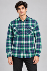 Chill Stopper Men Green & Navy Check Shirt