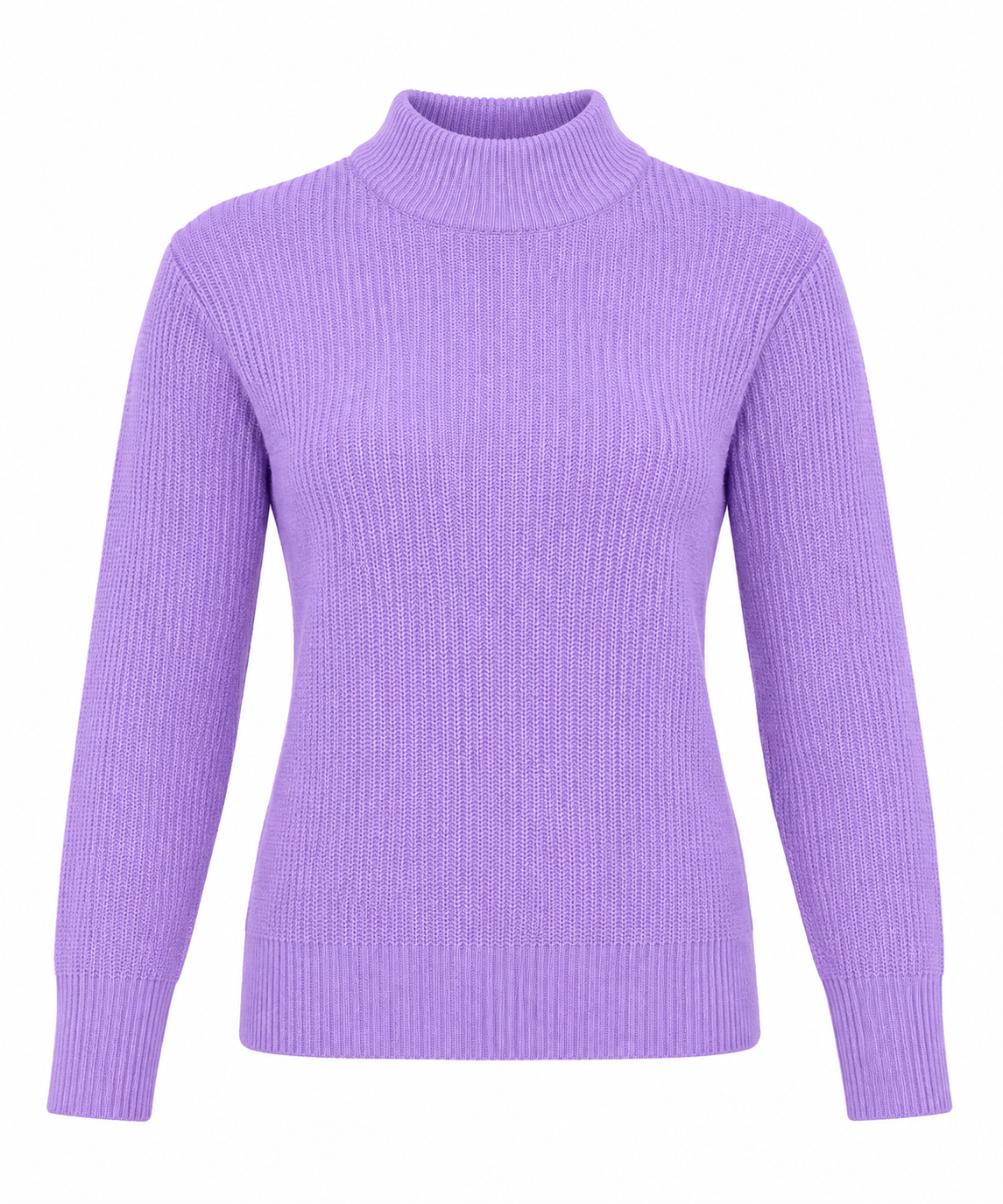  City Comfort women’s lilac purple ribbed mock neck jumper in UK size L. Stylish long-sleeve knit with ribbed cuffs and hem, perfect for everyday wear.
