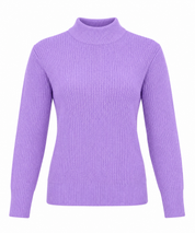  City Comfort women’s lilac purple ribbed mock neck jumper in UK size L. Stylish long-sleeve knit with ribbed cuffs and hem, perfect for everyday wear.