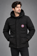 CLASSIC VOGUE Men Black Hooded Padded Winter Jacket