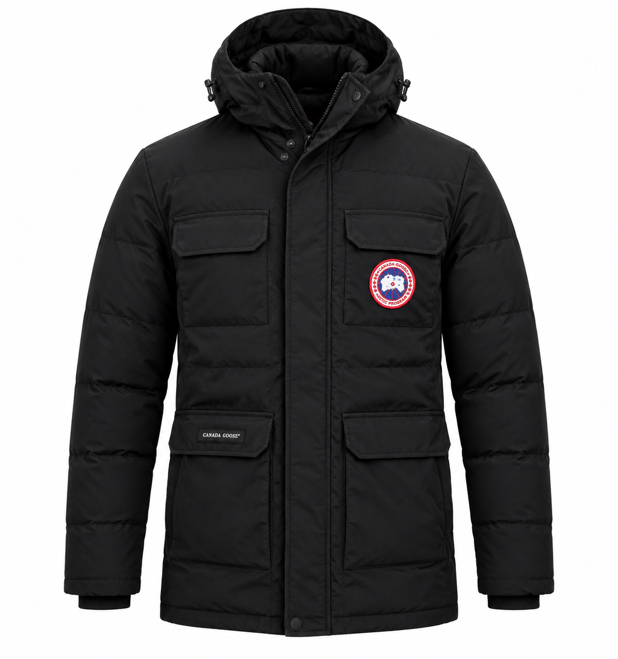 the CLASSIC VOGUE Men’s Black Hooded Padded Winter Jacket in UK Size XL. Stylish, warm and practical design with multiple pockets, hood and full front fastening.
