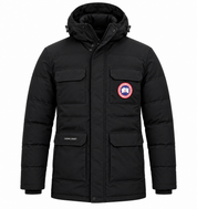 the CLASSIC VOGUE Men’s Black Hooded Padded Winter Jacket in UK Size XL. Stylish, warm and practical design with multiple pockets, hood and full front fastening.