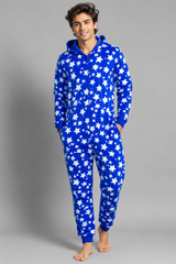 Co-Zees Blue Star Print Hooded Onesie