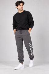 COLLUSION Men Charcoal Grey Logo Joggers