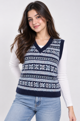 Colour Eighteen Women Fair Isle Knitted Sweater Vest