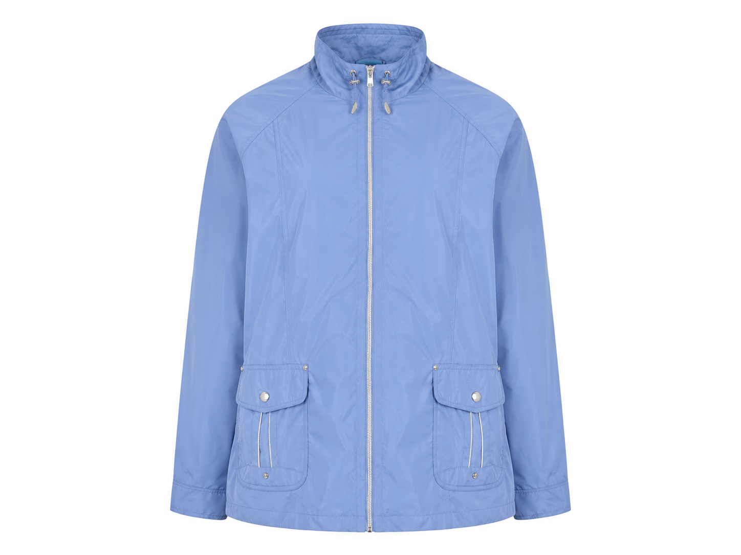 COTSWOLD Collection women’s light blue lightweight jacket in UK size 20. Stylish zip-up design with stand collar, long sleeves and practical front pockets.