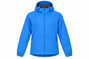 Cotton Traders men’s blue hooded windbreaker jacket in UK 2XL. Lightweight design with full zip, hood, elasticated cuffs and practical pockets.