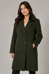 COUNTRY CASUALS Women's Dark Green Faux Fur Coat