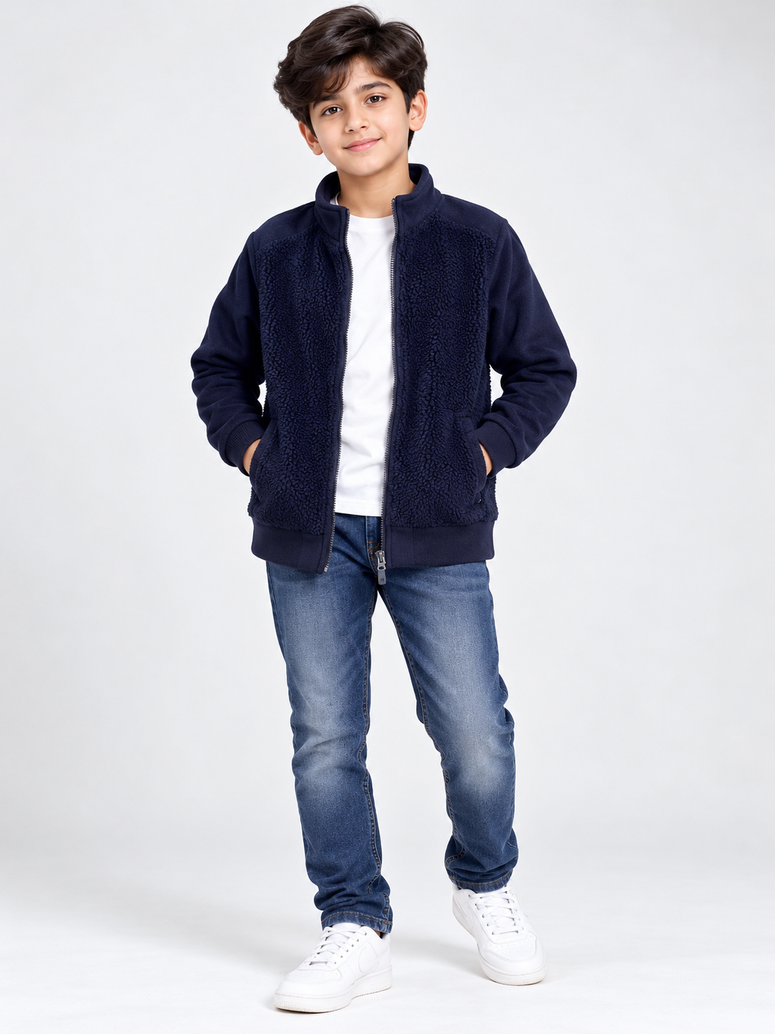  Craghoppers Boys Navy Blue Sherpa Fleece Full Zip Jacket, UK Size 11–12 Years. Warm, comfortable and stylish winter casual outerwear.