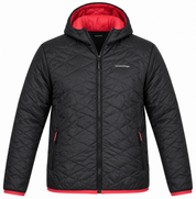 CRAGHOPPERS men’s black quilted hooded jacket in UK XXL with red contrast trim, zip pockets and lightweight padded design. Original UK customer return.