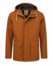  Craghoppers men’s rust brown hooded outdoor jacket, UK size L. Features practical pockets, zip fastening and versatile outdoor styling.