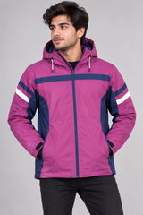 CRANE Men Magenta & Navy Hooded Outdoor Jacket
