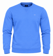 CREW CLOTHING COMPANY men’s blue crew neck sweatshirt in UK Size M. Stylish long-sleeve casualwear with ribbed trims and subtle chest logo.