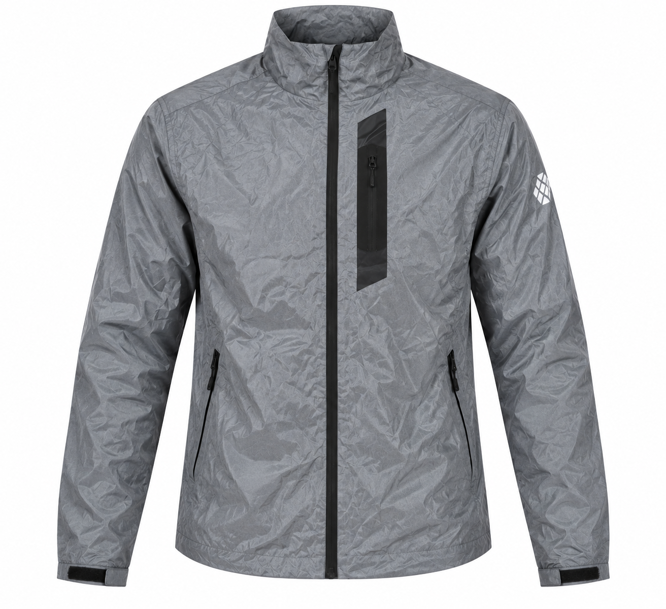 CRIVIT men’s grey lightweight windbreaker jacket in UK Size L. Featuring zipped pockets, stand collar and sporty styling. Quality 4-star item.