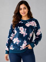 Daisy Dreamer Womens Floral Velour Sweatshirt