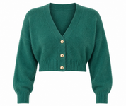   Dancing Leopard Women’s Teal Green Cropped Cardigan in UK Size 14. Soft fuzzy knit, V-neck, gold-tone buttons and stylish cropped fit.