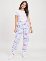 Destination Girl Pastel Zebra Print Fleece Joggers
