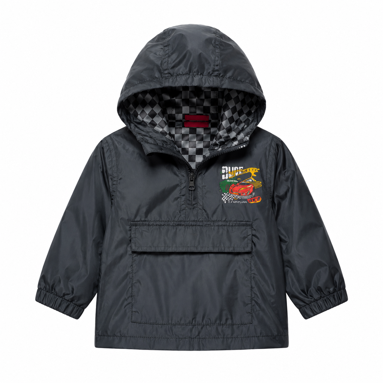   Disney baby boys’ charcoal hooded jacket in UK size 9–12 months. Stylish, comfortable and practical with a lined hood, front zip and pocket.