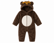  Disney Baby Brown Bear Hooded Fleece Romper. Soft plush fabric, zip-front closure, and cozy winter comfort make it perfect for babies and toddlers.