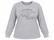 this Disney Thumper women’s grey sweatshirt in UK Size 2XL, featuring a classic slogan graphic, long sleeves and a comfortable relaxed fit.
