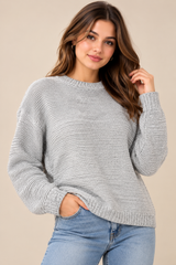 DIVIDED Women Light Grey Chunky Knit Jumper