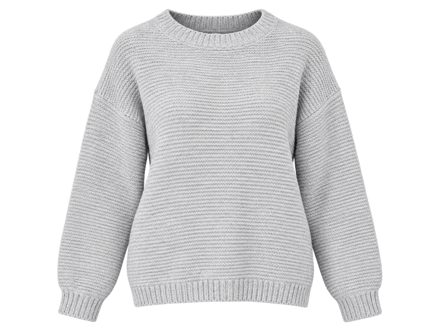  DIVIDED women’s light grey chunky knit jumper in UK Size M. Cozy crew neck, long sleeves and relaxed fit, perfect for autumn and winter wear.