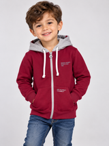 DooDle Boys Burgundy & Grey Full Zip Hoodie