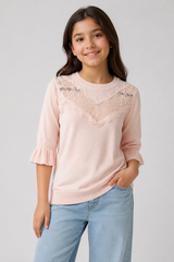 Dorothy Perkins Girls Pink Lace Detail Jumper