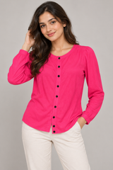 Dorothy Perkins Women Fuchsia Pink Button-Front Blouse