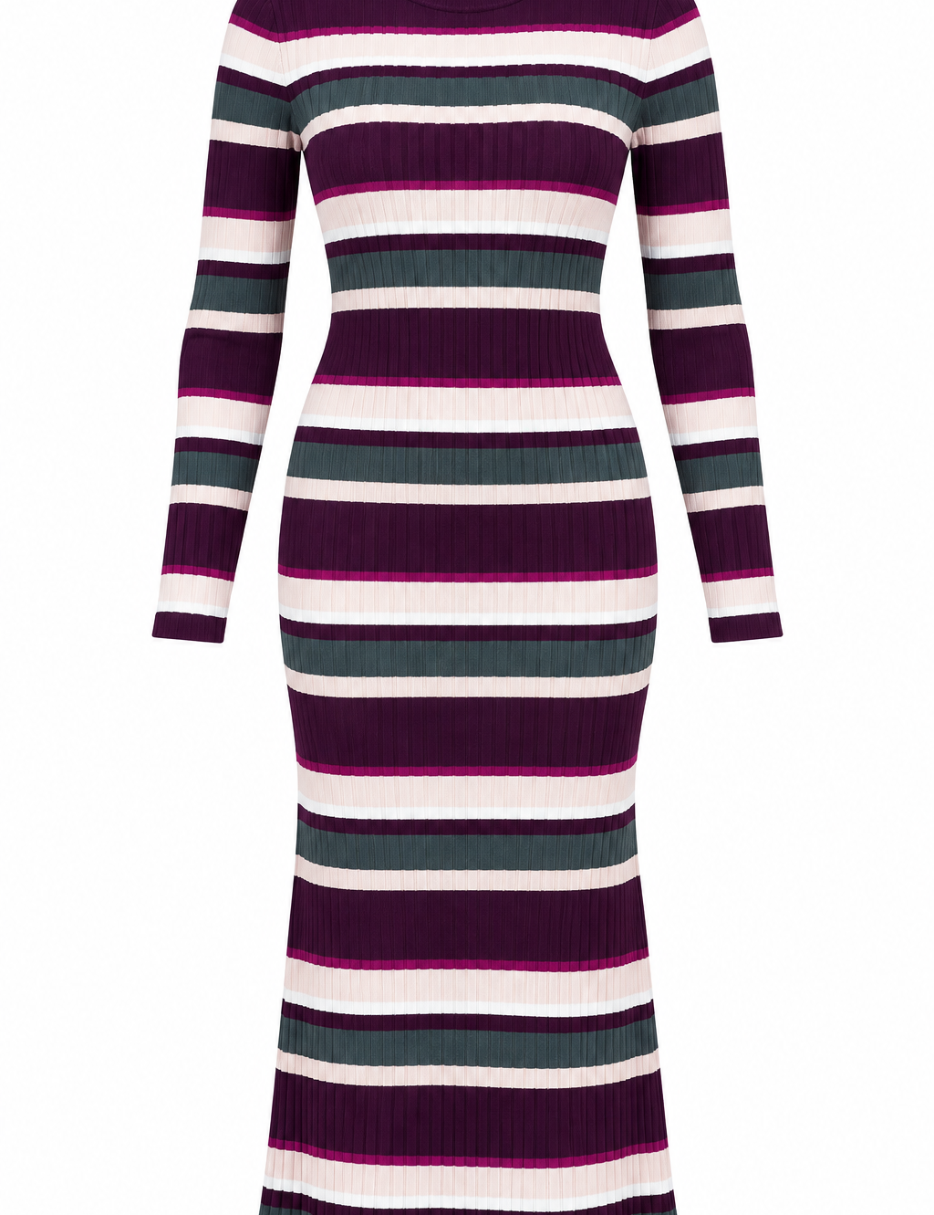  Dorothy Perkins striped ribbed knit dress in UK Size 10. Long sleeves, round neck and stylish multi-colour stripes for a chic everyday look.