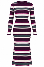 Dorothy Perkins striped ribbed knit dress in UK Size 10. Long sleeves, round neck and stylish multi-colour stripes for a chic everyday look.