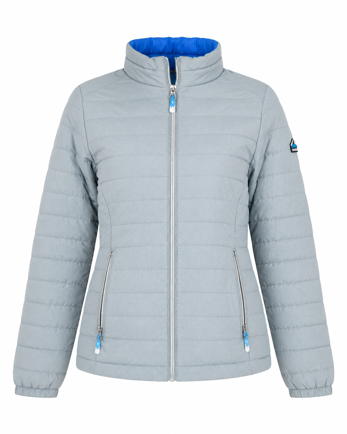 DREAM STONE women's light grey quilted puffer jacket in UK XL. Features a padded design, full zip fastening, zipped pockets and cosy stand collar.