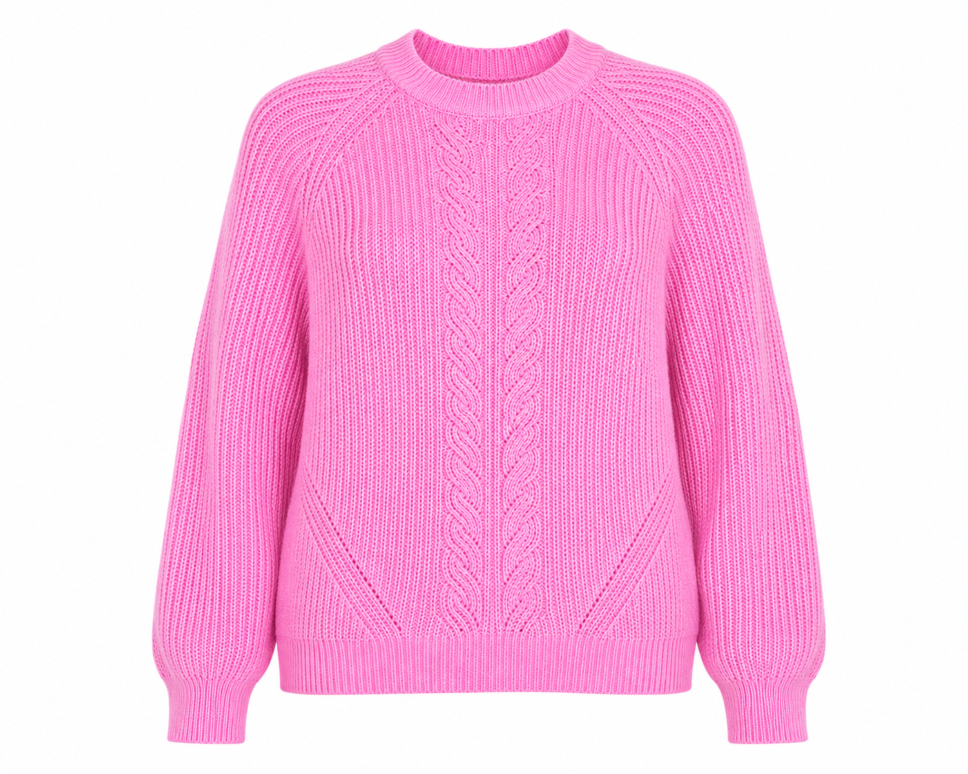  Dunnes women’s pink cable knit sweater in UK XL. Stylish chunky knit jumper with ribbed crew neck, long sleeves and textured cable detailing.