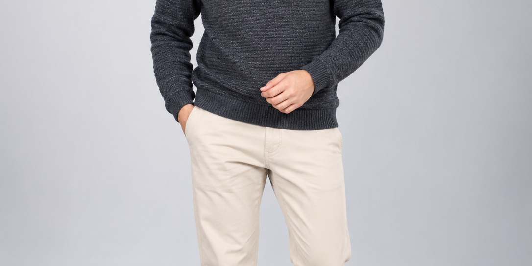  EASY Men's Charcoal Grey Quarter Zip Knit Jumper in UK Size L. Textured knit design, 20" chest and 24" length. Stylish men's winter fashion.