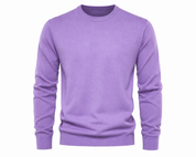   Easy Men's Lavender Crew Neck Jumper in UK XXXL. Stylish long-sleeve men's knitwear with ribbed details, perfect for casual everyday outfits.